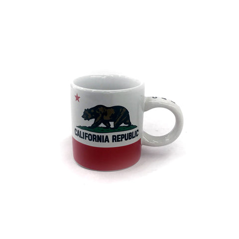 Small white and Red California Republic espresso Mug