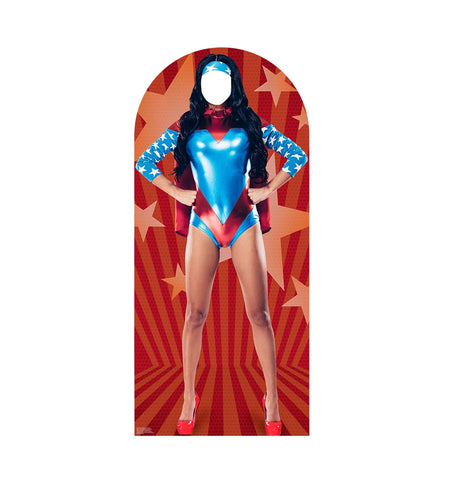 Place Your Face Woman Superhero Cardboard Cutout #2295