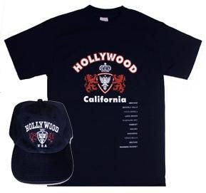 Hollywood California Navy combo T-shirt and cap