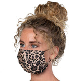 Re-usable Washable Designer Fabric Women's Face Covering Mask, Floral-Cheetah Patterns, 3 Pack Gallery Image