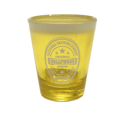 Hollywood Brew Frosted Shot Glass Yellow With White Smoke On The Top Shot Glass