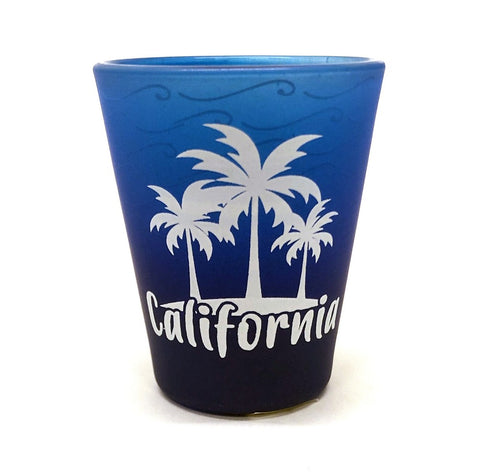 California palm trees Frosted Blue Shot Glass
