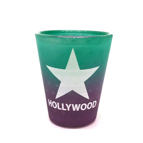 Hollywood Frosted Green purple Shot Glass with a white Star