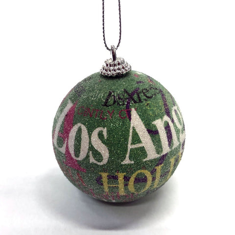 Los Angeles, Hollywood Green Christmas Ornament