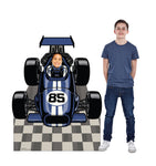 Blue Race Car Place your face Life-size Cardboard Cutout #5310