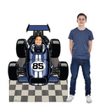 Blue Race Car Place your face Life-size Cardboard Cutout #5310 Gallery Image