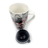 Black and White porcelain travel mug Gallery Image