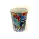 Color Los Angeles graffiti with Downtown buildings Shot Glass