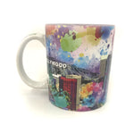 Color Los Angeles graffiti with Downtown buildings Coffee Mug