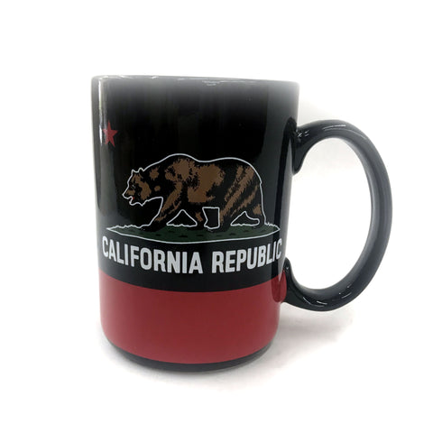 Large Black and Red California Republic Coffee Mug