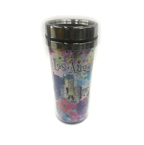 Color Los Angeles graffiti with Downtown buildings travel-Mug