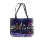 Los Angeles purple with Downtown Los Angeles skyline Tote Bag