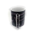 LALA LAND Hollywood black coffee mug Writing variations