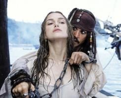 Keira Knightley and Johnny Depp from "Pirates of the Caribbean 2