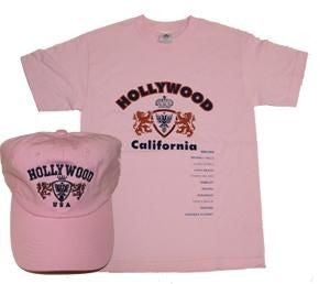 Hollywood California Pink combo T-shirt and cap