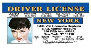 Audrey Hepburn Driver License