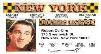 Robert De Niro Driver License