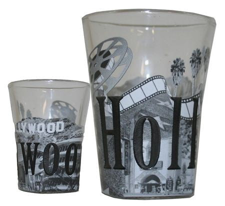 Hollywood Etched Black And White Shot Glass