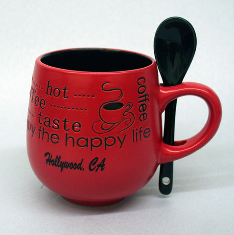 Hollywood Red coffee Mug with spoon