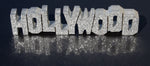Wooden Hollywood Sign with silver sparkles