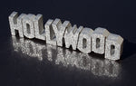 Wooden Hollywood Sign with silver sparkles