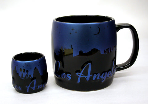 Embossed Coffee Mug and ceramic shotglass set