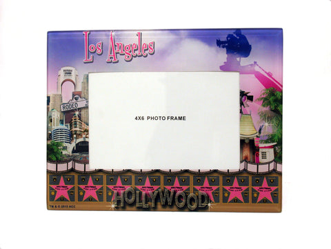 Hollywood and Los Angeles purple Walk Of Fame Los Angeles Glass Picture Frame- 4x6