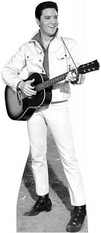Elvis B&W White Jacket Lifezise Cardboard Cutout #1350