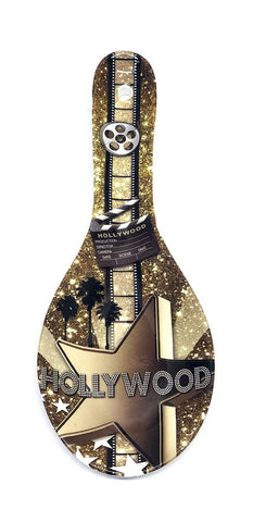 Gold color in this Hollywood Movie Star Ceramic Kitchen Spoon Rest
