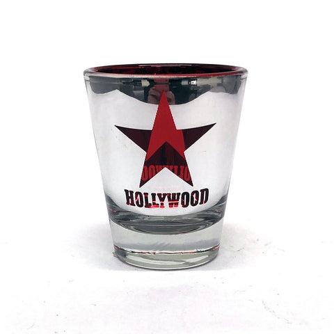 Metallic Hollywood Red Star background Shot Glass