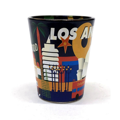 Drawing Of Land Marks In Los Angeles Shot Glass